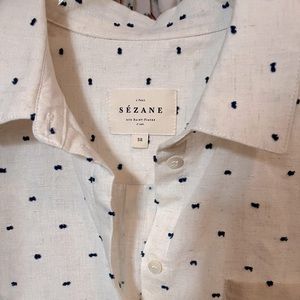Cream and Blue Polka Dot Button Down Sézane Shirt